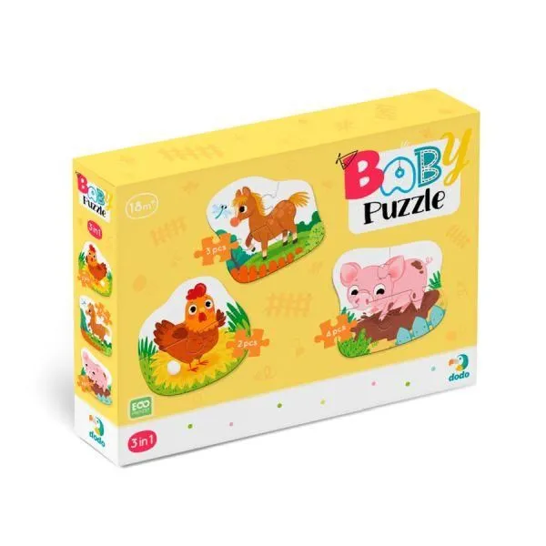 DODO Bebi puzzle Dan na farmi 3u1 - 2/ 3/ 4 dela