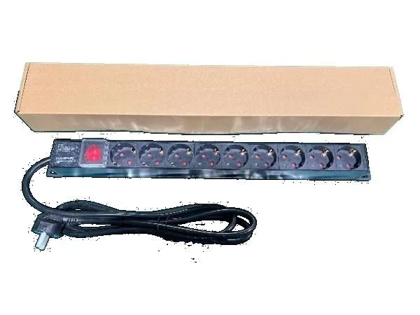 EXESHOP Razvodni PDU panel za rack 19 in/ sa 9 utičnih mesta/ kabl 2m (aluminijum)