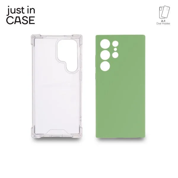 JUST IN CASE Silikonska maska 2u1 Extra case za Samsung S23 ULTRA/ providna/zelena
