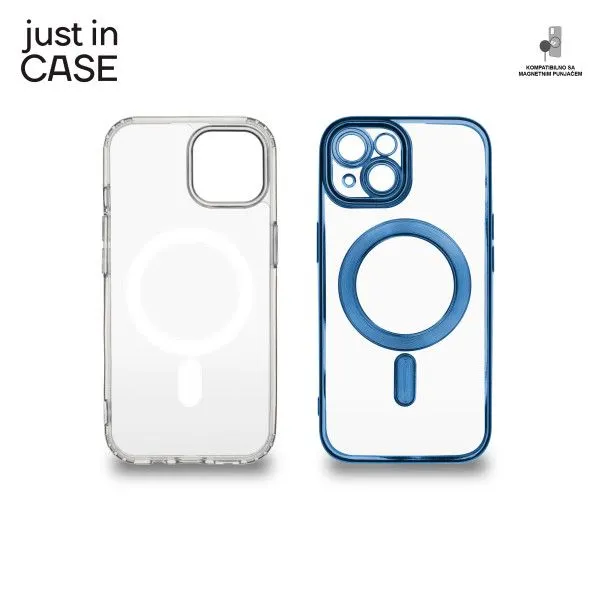 JUST IN CASE Silikonska maska Magsafe 2u1 za iPhone 15 Plus/ providna/plava
