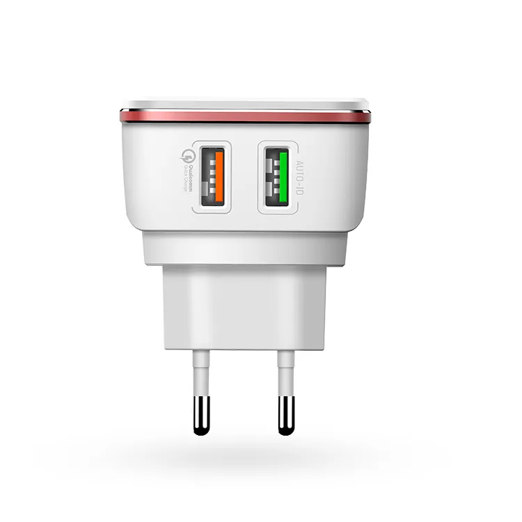 Kućni punjač LDNIO A2405Q dual USB 2.4A FAST CHARGING QC 3.0 + iPhone Lightning kabel beli