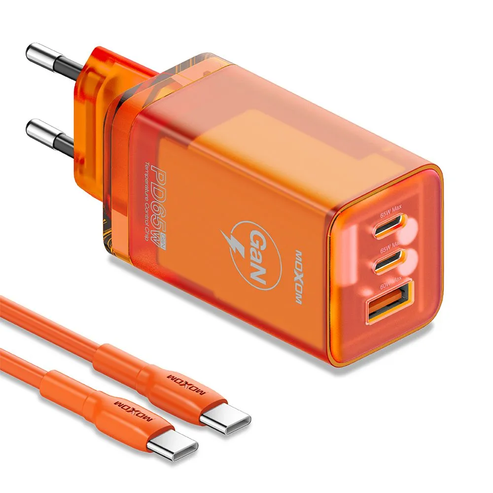 MOXOM Kućni punjač LX-HC824 60W PD Type C na Type C/ narandžasta