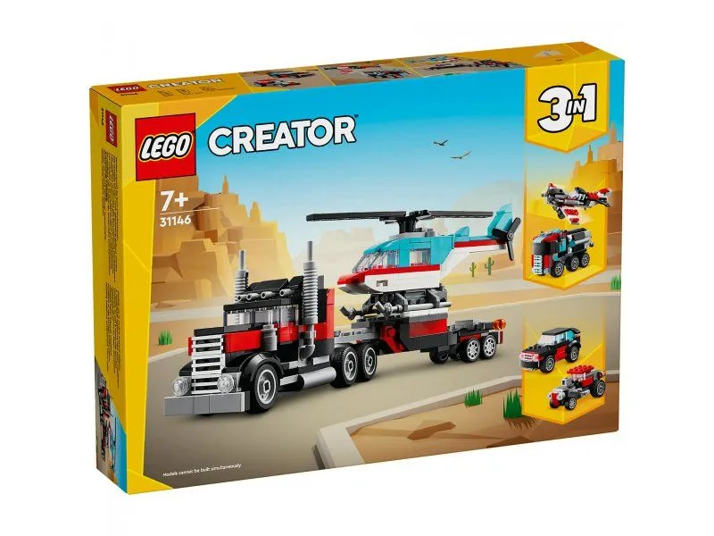 LEGO 31146 Kamion s ravnom platformom i helikopterom