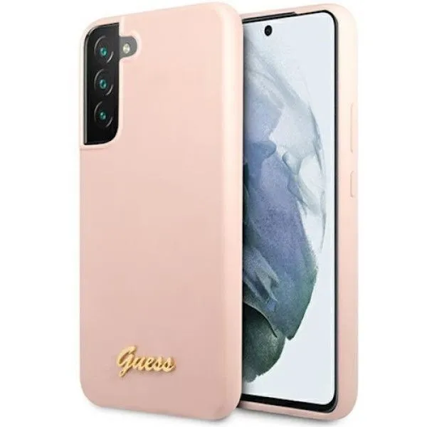 LICENSED GUESS Futrola za Samsung S23 Pink Script Metal Logo
