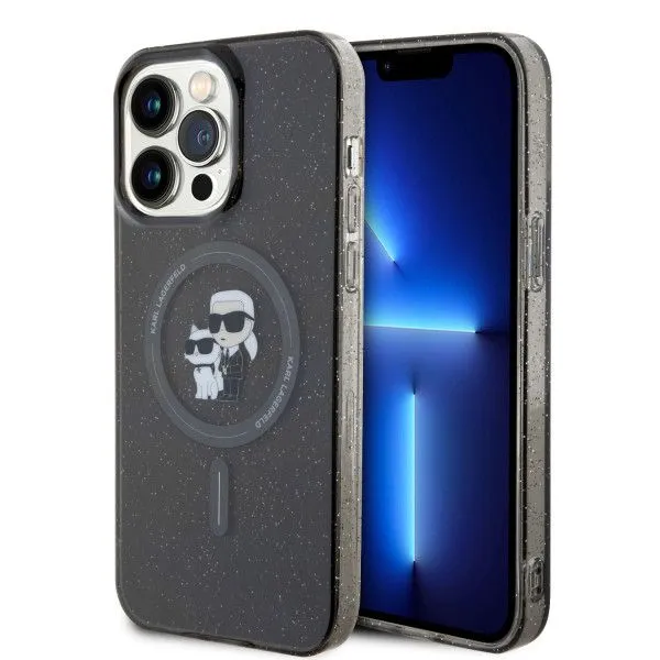 LICENSED KARL LAGERFELD Maska za iPhone 15 Pro Max MAGSAFE IML KC GLITTER/ crna
