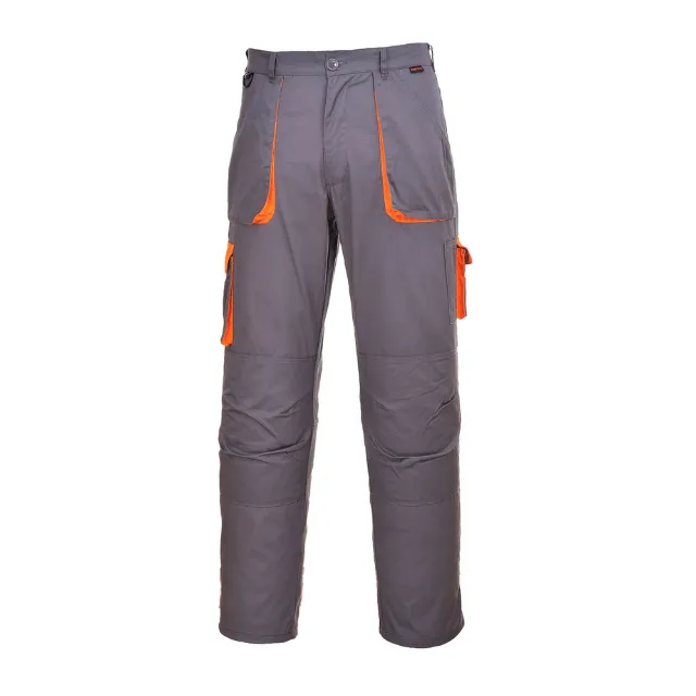 MONSUN Radne pantalone Contrast/ siva/narandžasta