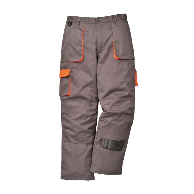 MONSUN Radne pantalone postavljene Contrast/ siva/narandžasta