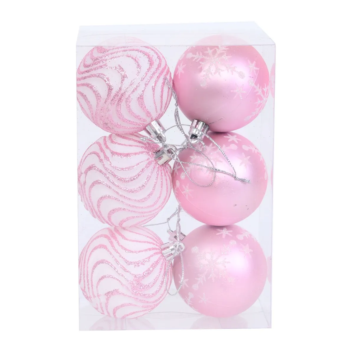 Novogodišnje kugle 8cm set 6/1/ roze