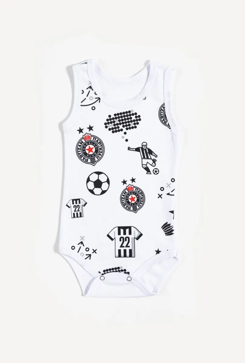 PARTIZAN Bodi na brtele/ bela