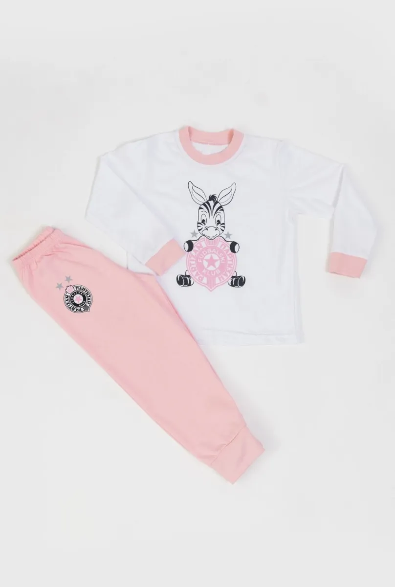 PARTIZAN Pidžama za devojčice Zebra/ roze/bela