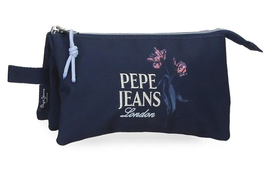 PEPE JEANS LENAY prazna pernica sa 3 pregrade - teget