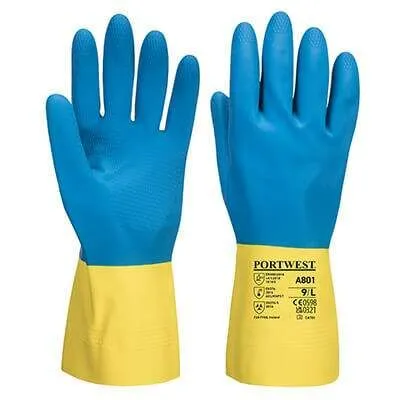 PORTWEST Rukavice A801 Double latex/ žuta/plava