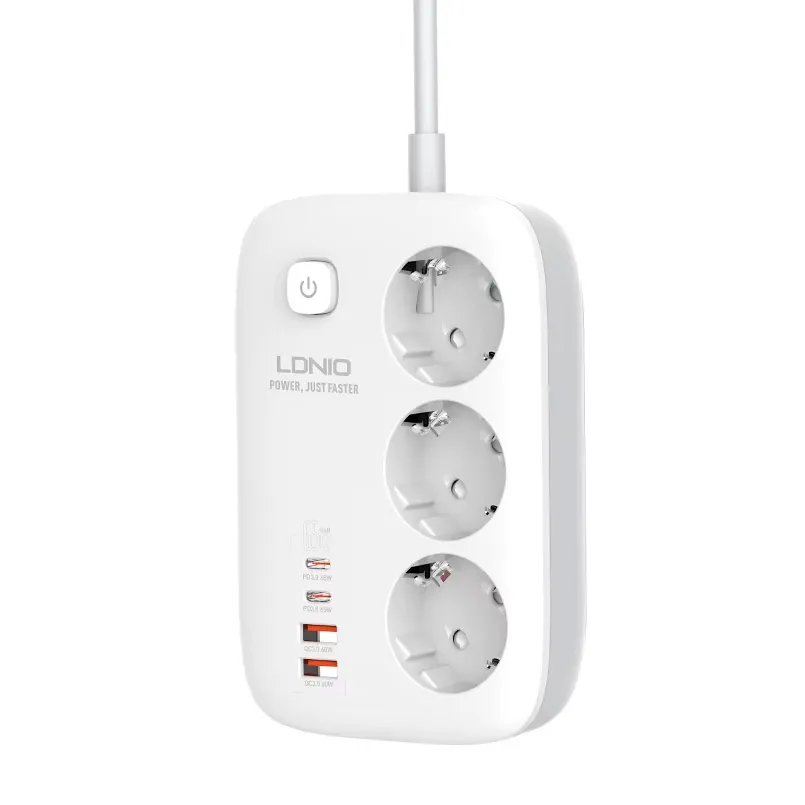 Produzni kabl LDNIO SE3436 3250W EU 3 uticnice + 2xUSB QC 60W/ 2xPD 65W/ PPS/ GaN 2m beli