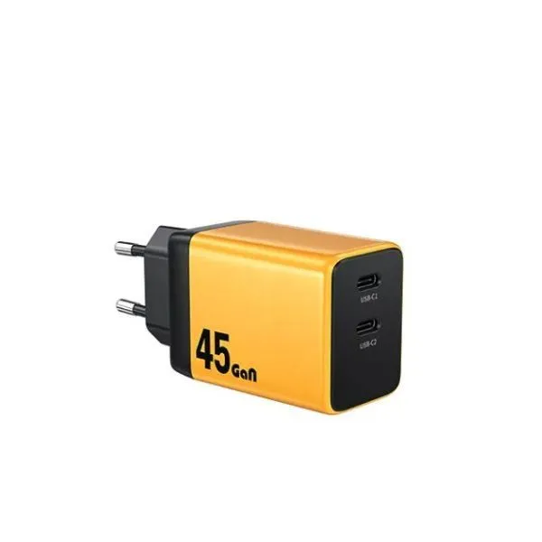WEKOME Punjač WP-U33 Super brzi/ 2-porta USB (2 x 3.1 tipC) 45W/ žuta