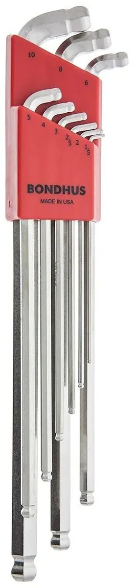 Set dugih L-ključeva sa kugličnom glavom Bondhus HEX 1/5 - 10/0 77099 9 kom