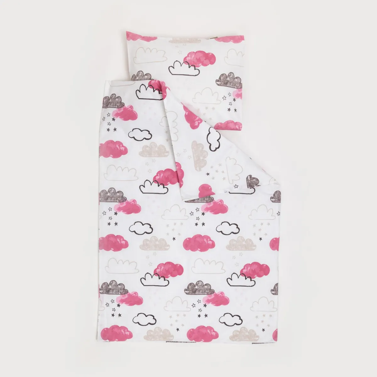 STEFAN Set bebi posteljine 2/1 Oblak/ roze/bela