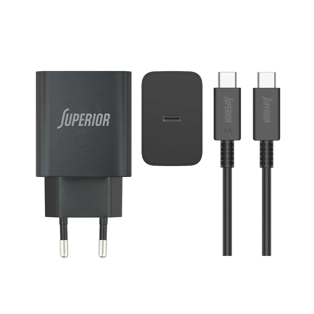 SUPERIOR Kućni punjač SU-4500 45W Type C na Type C 5A/ crna