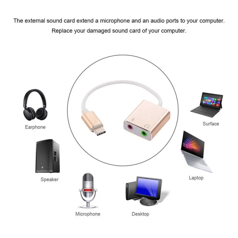 USB Type-C zvučna karta 7.1 JWD crna