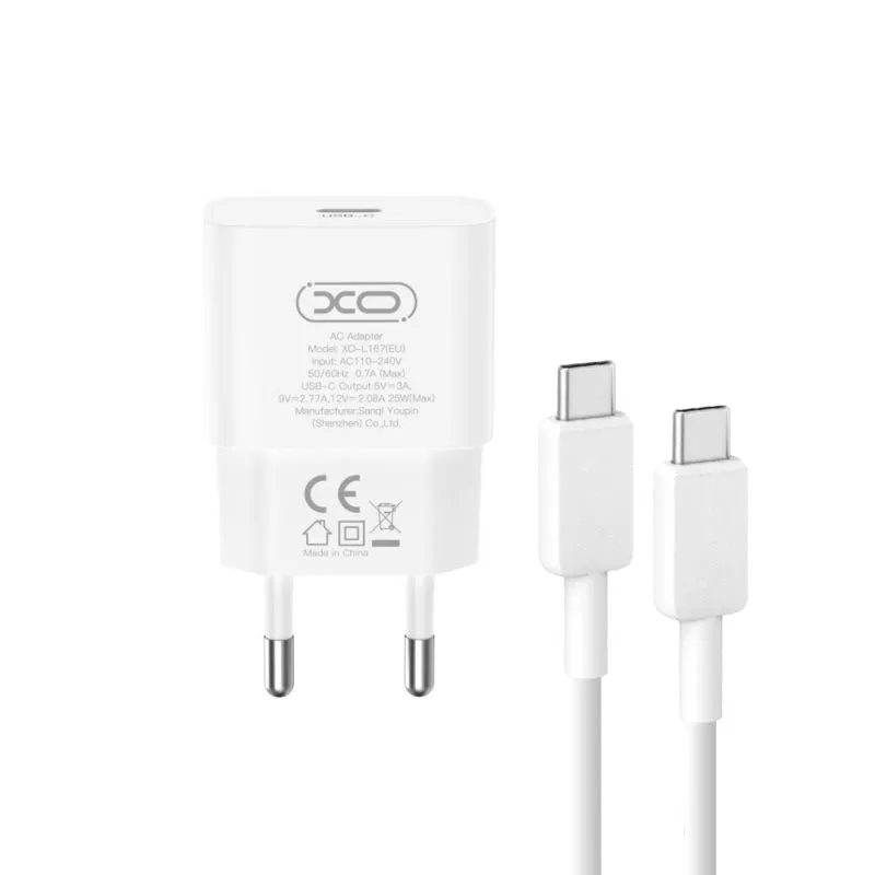 XO Kućni punjač L167 25W Type C/ bela