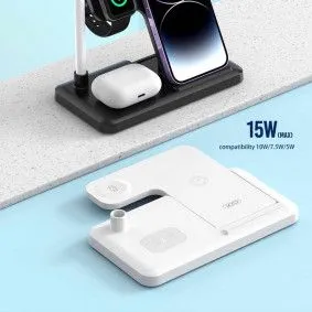 XO Punjač bežični WX033 4u1 za smart uređaje 15w/ bela