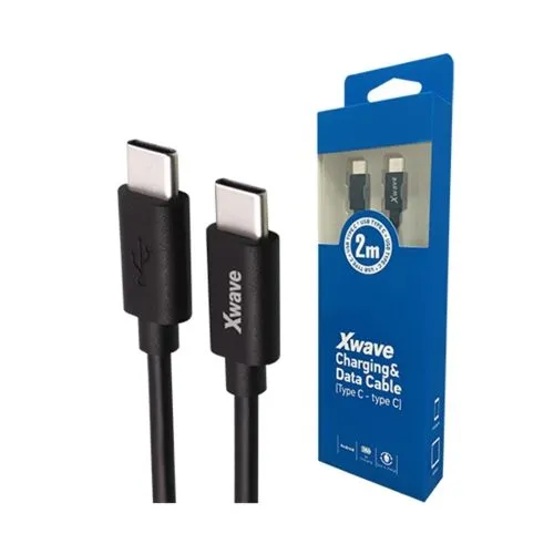 XWAVE Kabl Type C na Type C 2m/3A/65W/ crna