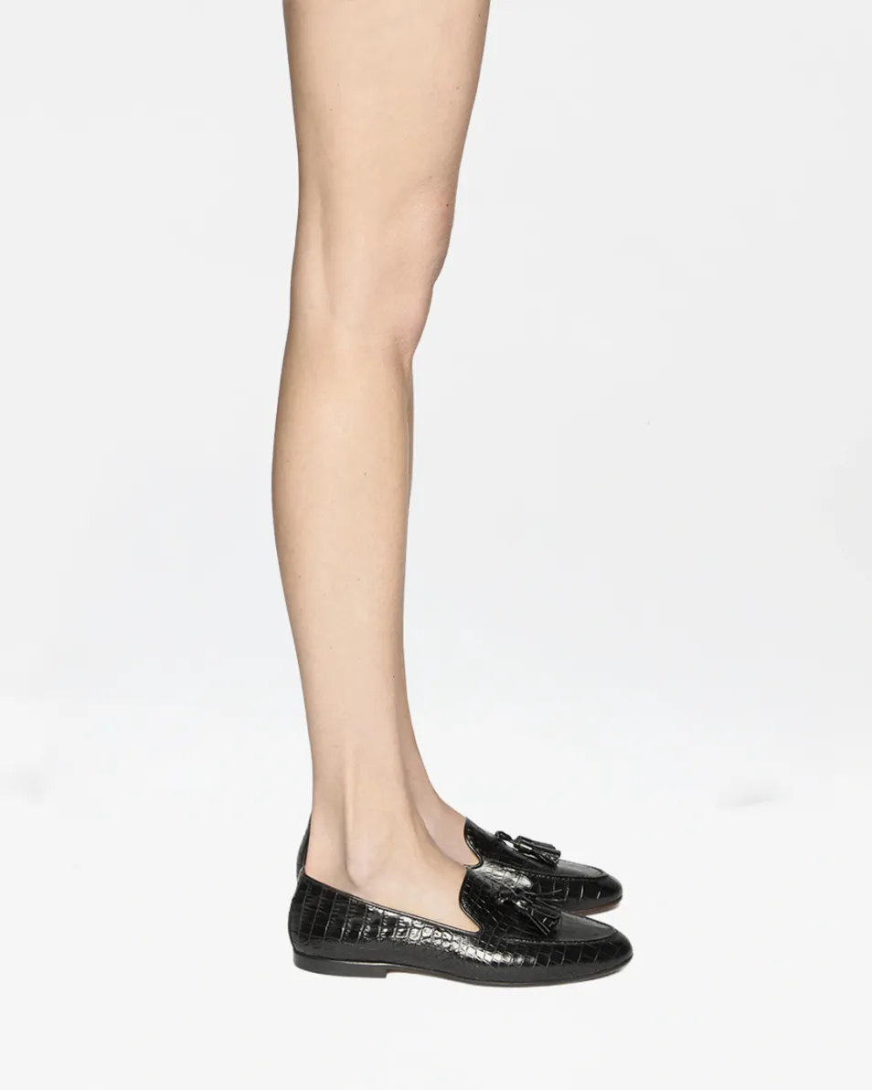 FRANCESCO RUSSO Cipele R2M005 PRINETED CROCODILE BLACK/JZ26