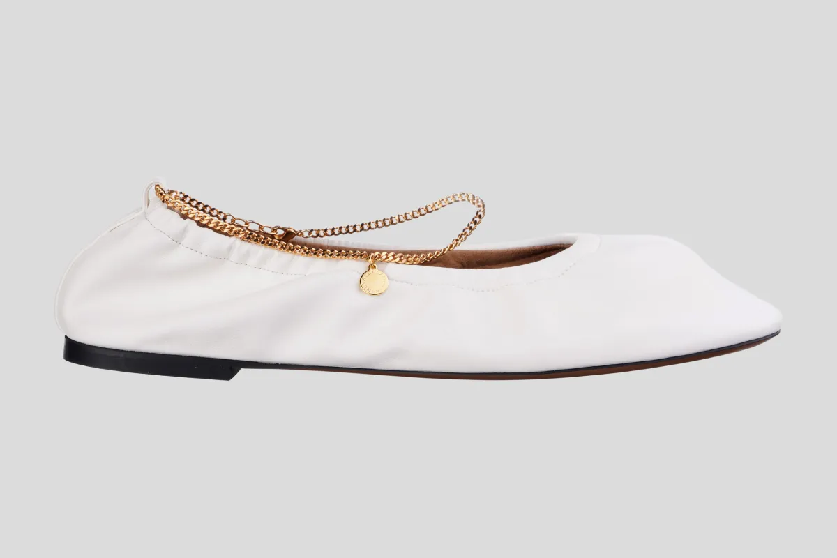 STELLA MCCARTNEY Cipele 810659E00291/PL26 Ballerina Stretch Alter Mat W/ Chain 9000 PURE WHITE