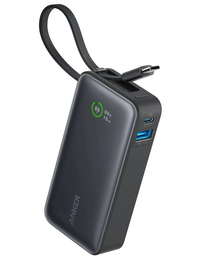 Power Bank Anker Nano 10.000mAh Built-In USB-C Cable 30W Black