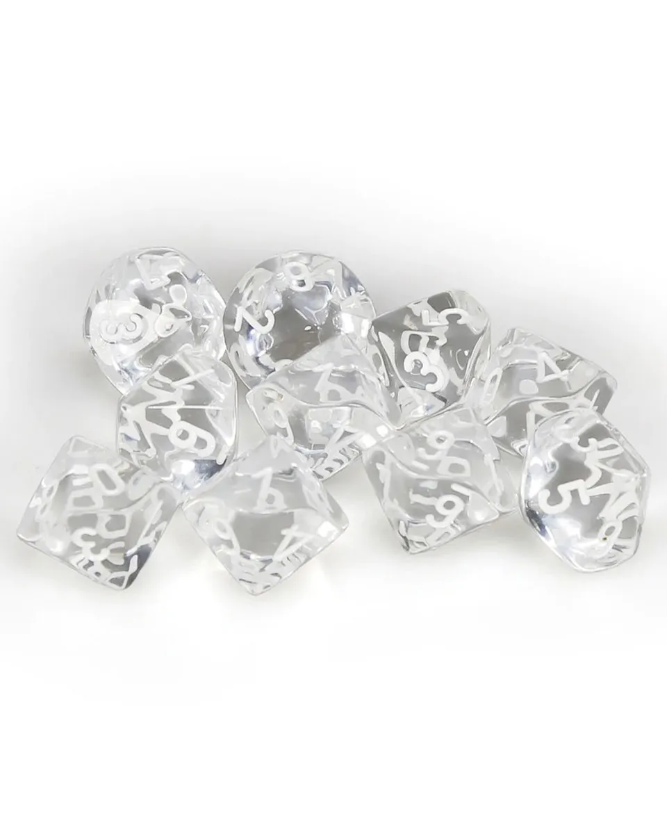 Kockice Chessex - Translucent - Clear & White (10)