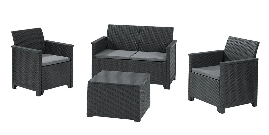 Baštenski set Elodie 2 Seater S Box Stolom - Grafit