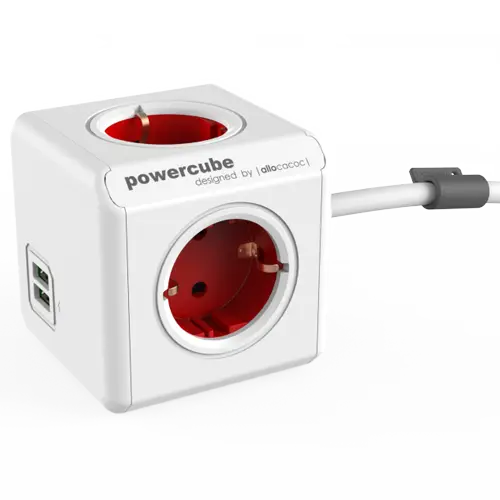 ALLOCACOC PowerCube Extended USB 4xSchuko + dual USB kabl duž.1.5m - 1402RD/DEEUPC