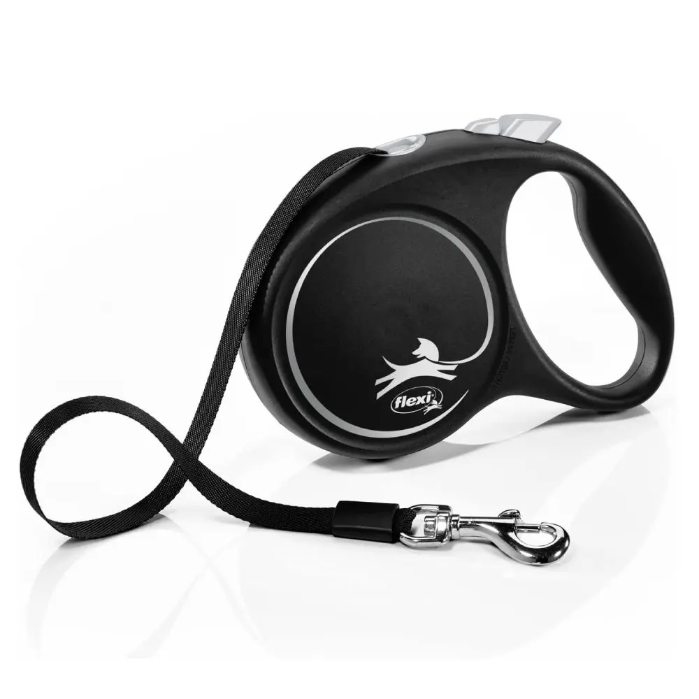 FLEXI Black Design M Tape 5m Povodac za pse Srebrni