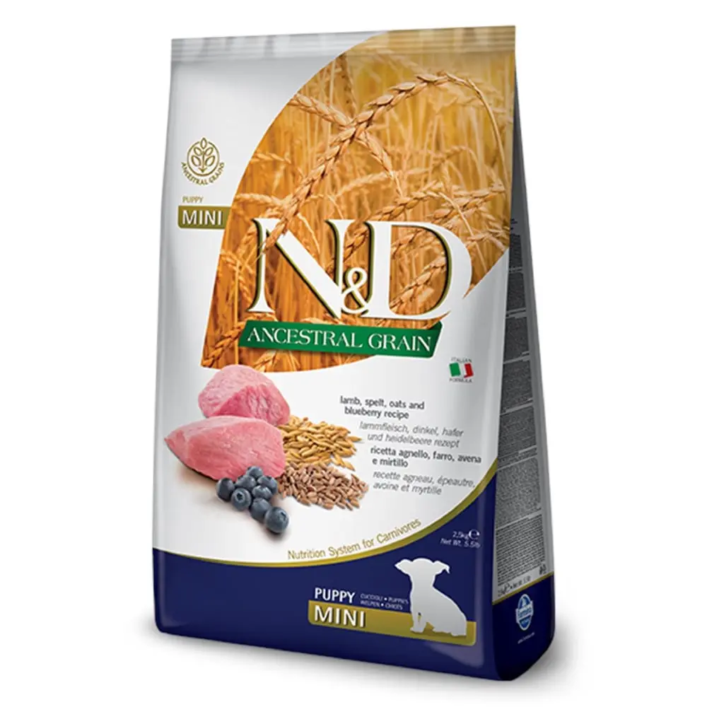 N&D ANCESTRAL GRAIN Puppy Lamb and Blueberry Mini 2.5 kg Hrana za pse