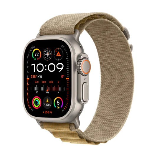 Apple Watch Ultra 2 GPS + Cellular 49mm Natural Titanium Case with Tan Alpine Loop - L