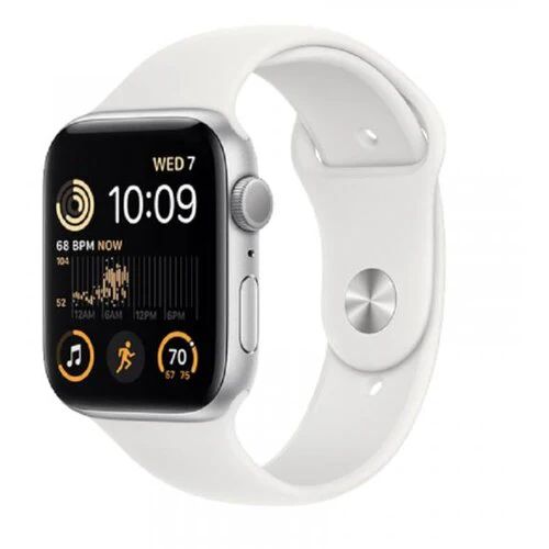 Apple Watch SE2 GPS 44mm Silver Aluminium Case with White Sport Band - Regular