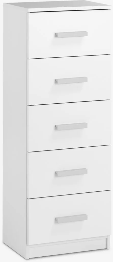Komoda TAPDRUP 5 fioka uska bela