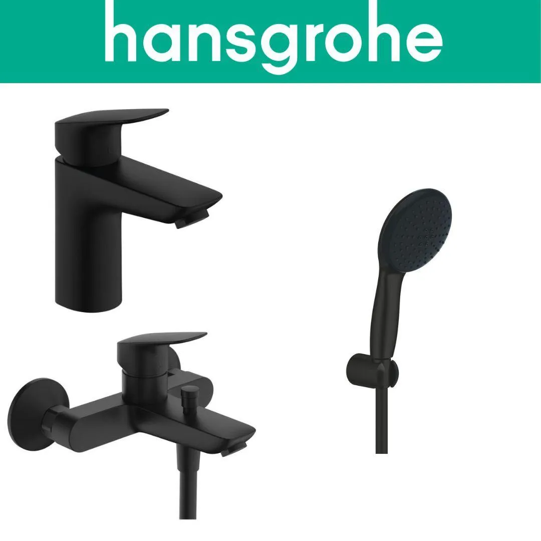 Hansgrohe Logis Black SET (Hansgrohe Logis za kadu Hansgrohe Logis za lavabo tuš ručica I CREVO) Crna