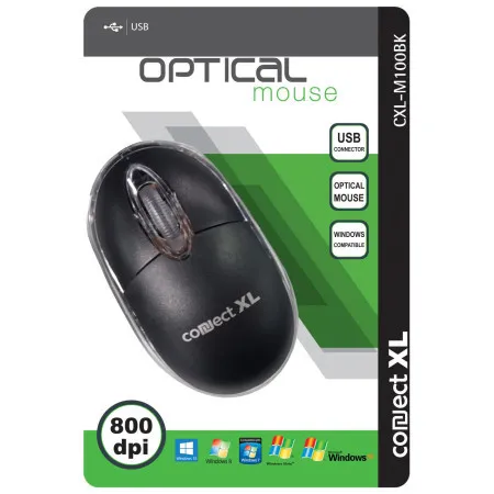 Connect XL miš optički, 800dpi, USB, crna boja - CXL-M100BK