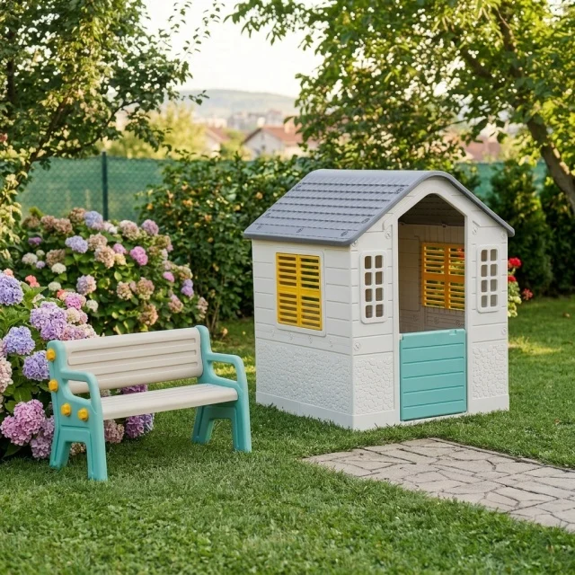 Dolu Happy Garden - dečiji set sa kućicom i klupom