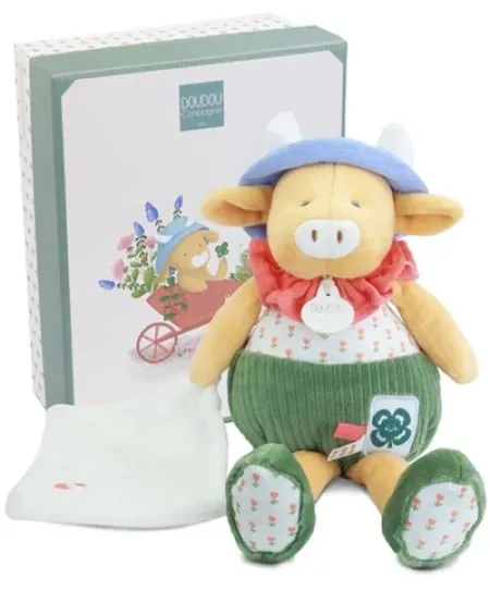 Doudou Plišana krava sa mazilicom 28cm ( DC4323 )