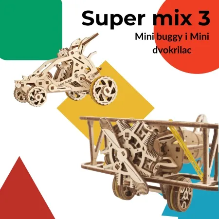Ugears 3D puzzle super mix 3 (Buggy i Dvokrilac) ( 8294)