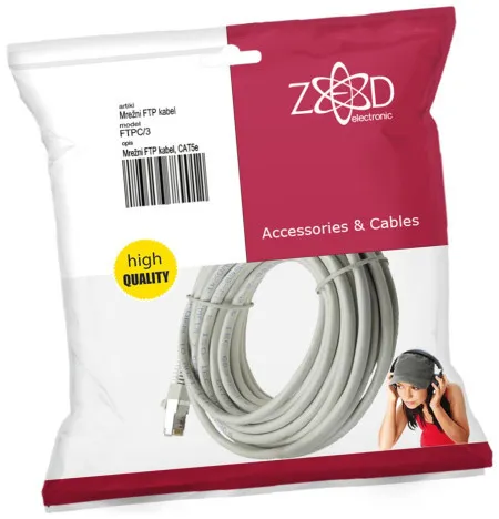 Zed electronic mrežni FTP kabel, CAT5E, 3 met - FTPC/3