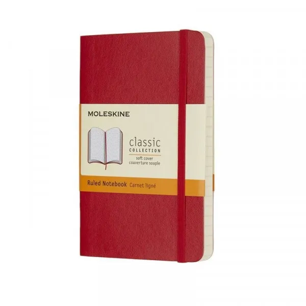 Notes MOLESKINE RULED RED SOFT 9x14 cm