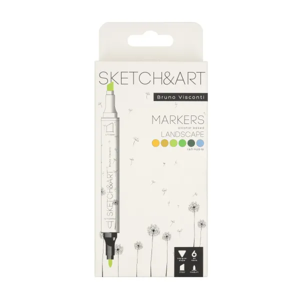 Set dvostranih markera 6 kom SKETCH&ART FOREST LANDSCAPE Bruno Visconti