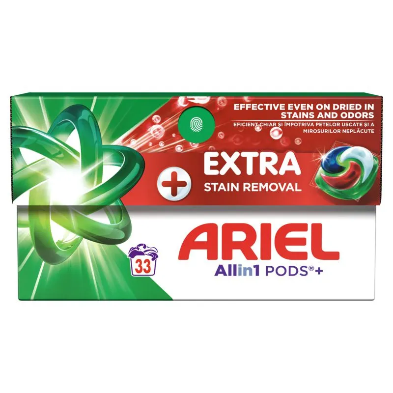 Ariel All in one PODS +Extra Stain Removal kapsule za pranje veša, 33 kom