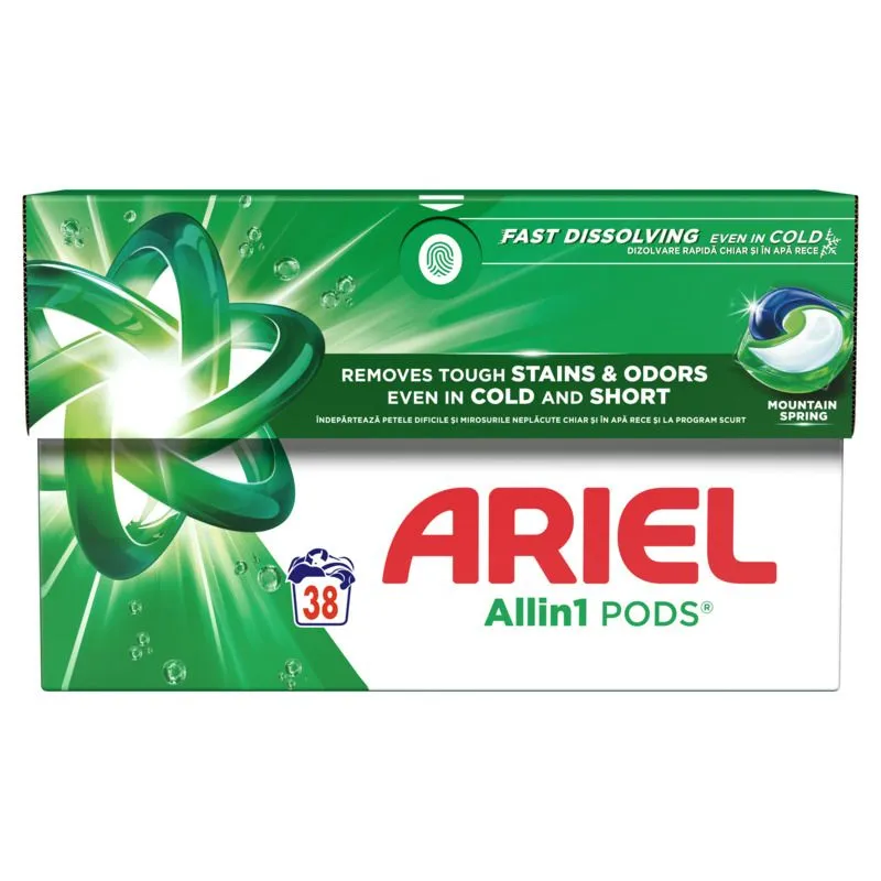 Ariel All in one PODS Mountain Spring, kapsule za pranje veša, 38 kom