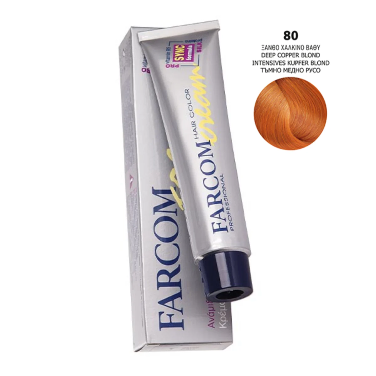 Farcom farba za kosu sa ProV-B5 Svilenim Proteinima 80 - Intenzivno Bakarno Plava (Ticijan)60ml