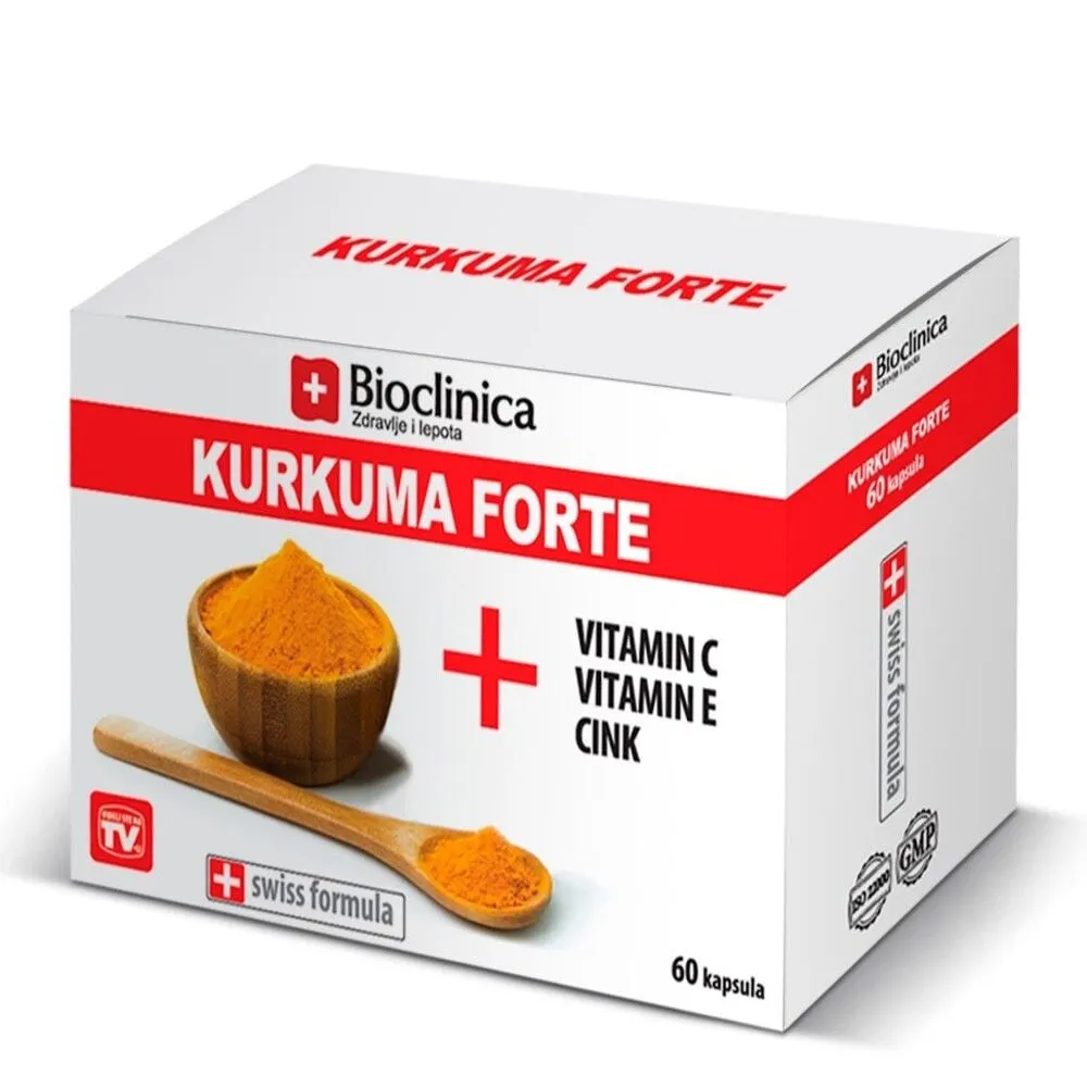  Kurkuma Forte, Bioclinica, za jake kosti i zglobove, 60 kapsula