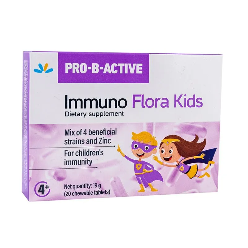 Pro-B-Active Immuno Flora Kids, 20 tableta za žvakanje