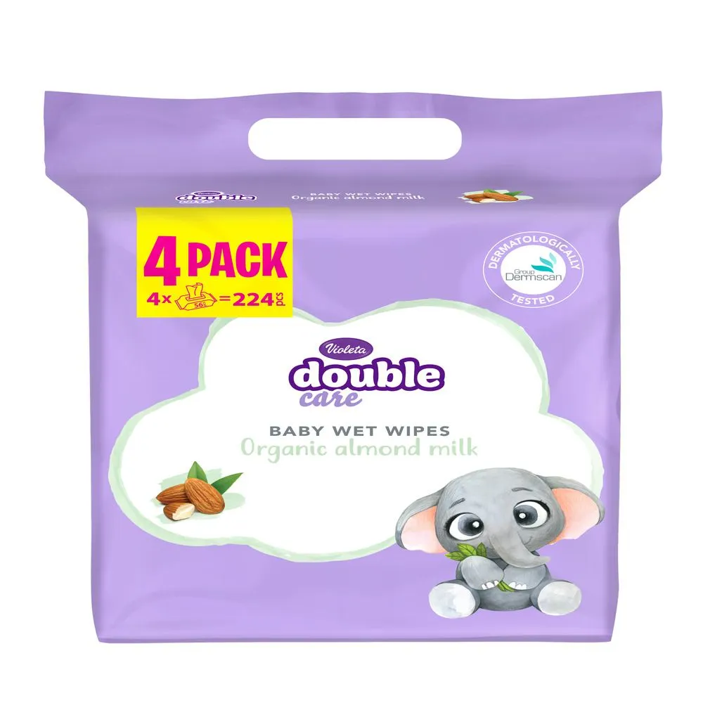 Violeta Baby vlažne maramice badem 4x56kom 